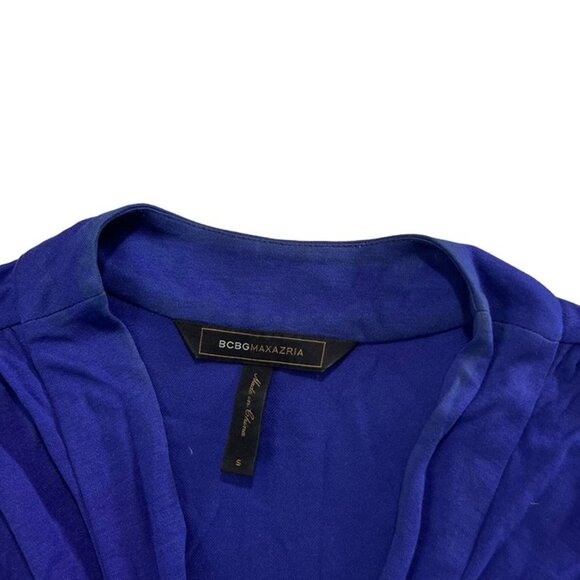 BCBGmaxazria Women's dress S purple blue long sleeve mini faux wrap jersey knit - Picture 3 of 10